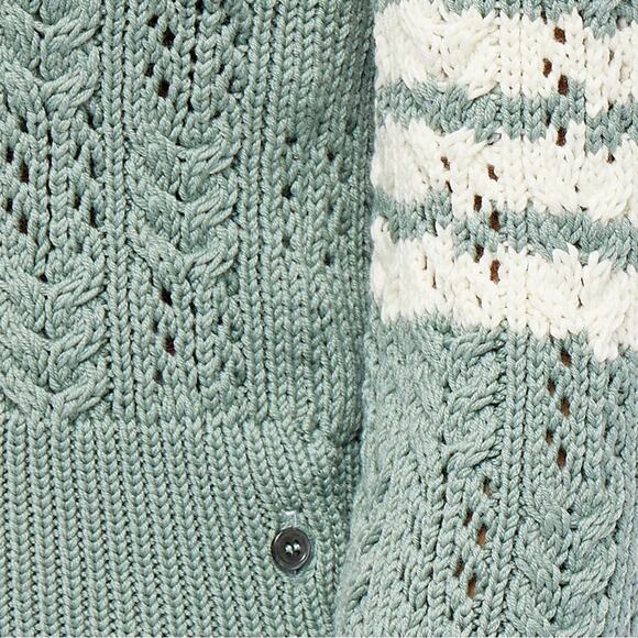 Thom Browne Merino Wool Sweater Irish Pointelle Cable Knit Green Size 8 - Picture 14 of 16